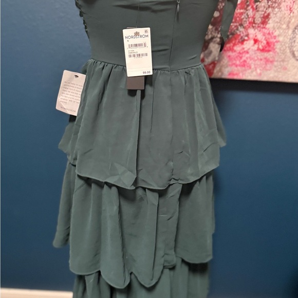 NWT LuLus Elevated Vision Emerald Green One-Shoulder Tiered Maxi Dress Small - Picture 8 of 10